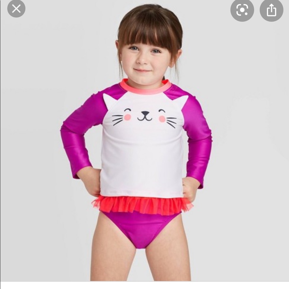 Cat and Jack Purple Cat Rashguard Set NWT